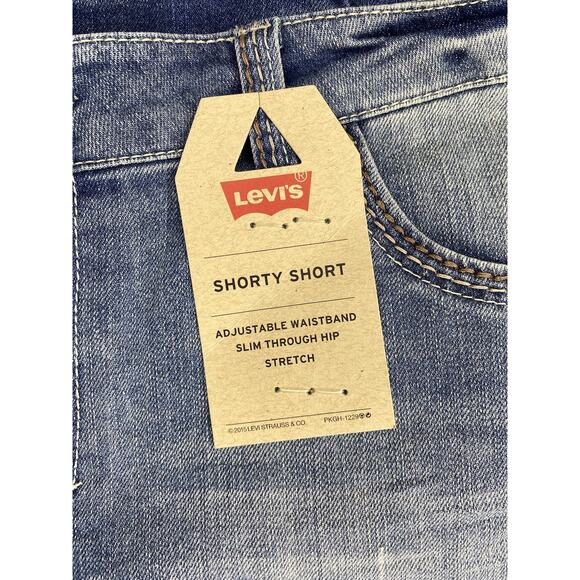 Levi's Denim Shorty Shorts Juniors Size 16 1/2 Pockets Adjustable NWT - Picture 4 of 7